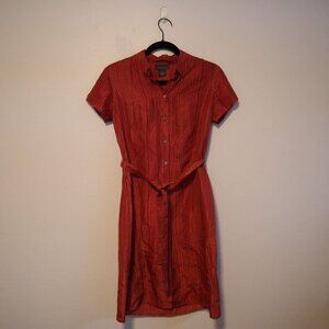 Banana Republic Red Orange Striped Silk Dress Size 4